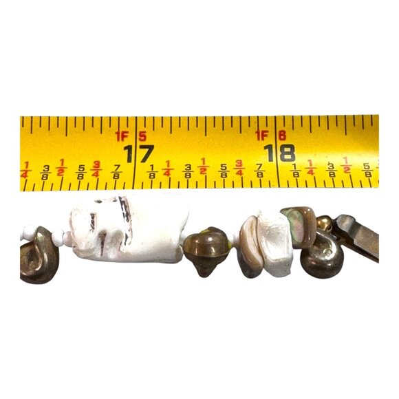 Vintage Miriam Haskell Abalone Snail Shell Necklace Gold & White Beads Statement - Picture 5 of 10